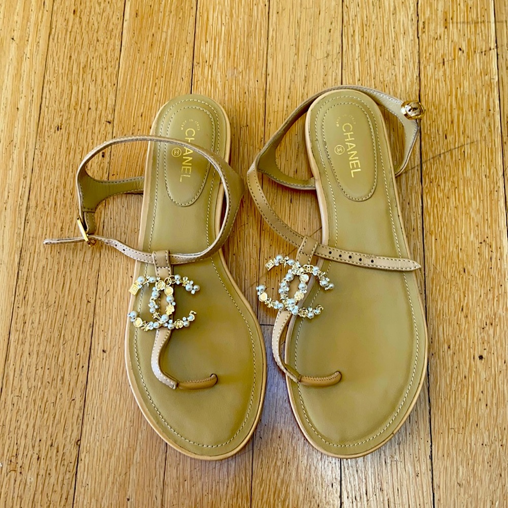Designer luxury nude sandals size 9